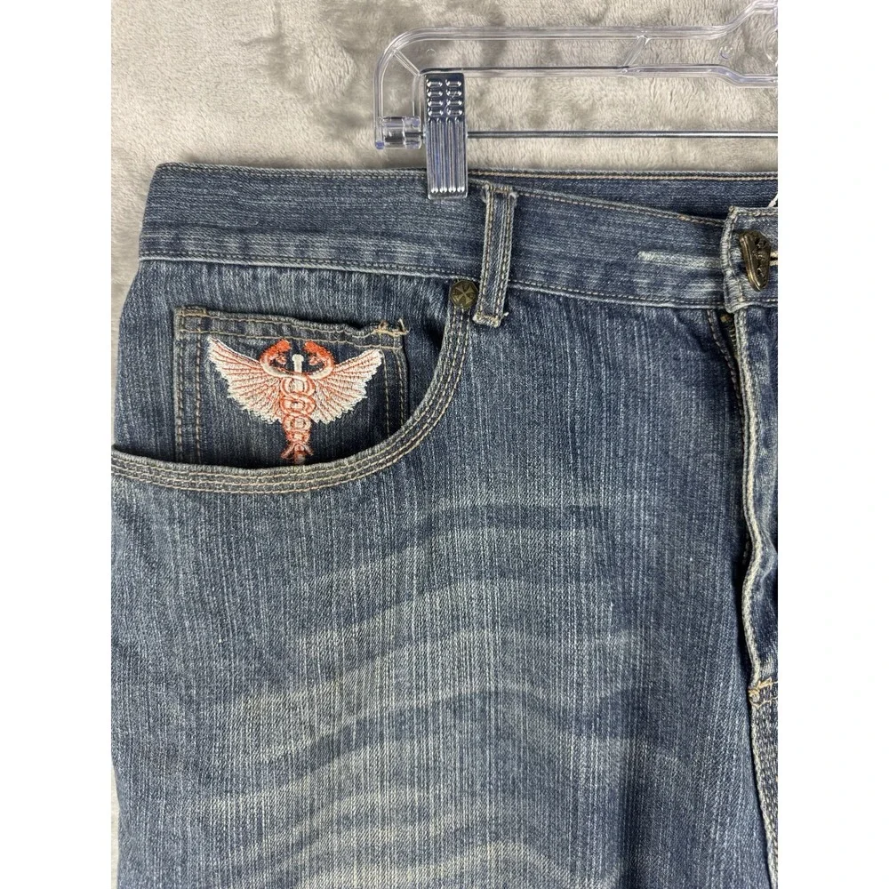 Vintage Black Label Baggy‎ Jeans Mens Size 36 (fits 40x31) Skull Logo Y2K Grunge